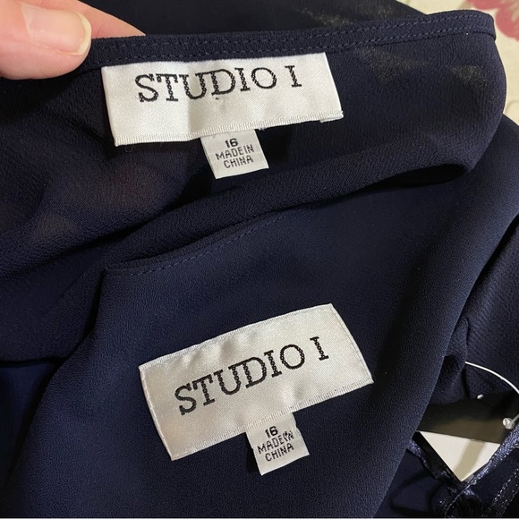 Studio I 2pc. Beaded Navy Blue Elegant Special Event Dress - Picture 11 of 14